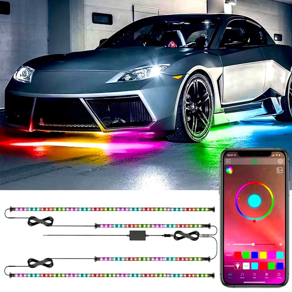New RGB LED Strip Under Car Tube Underglow Underbody System Neon Light Kit APP